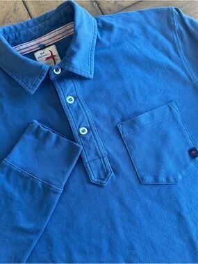 Relwen Shirt Mens Medium Mariner Polo Blue Long Sleeve Pocket Huckberry